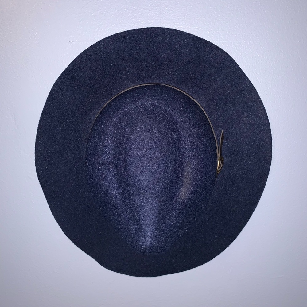 Barely Worn Navy Blue Hat with Brown Buckle Band
